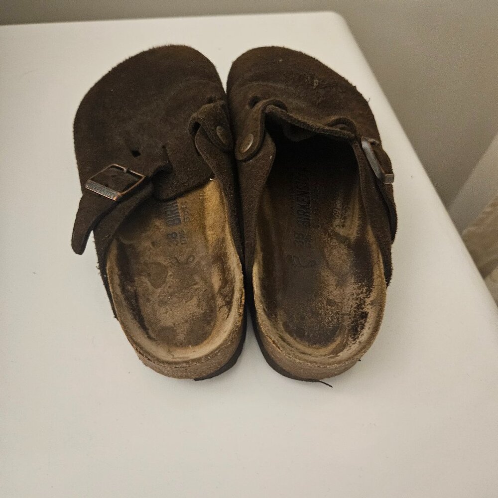 Brown Suede Birkenstock Clogs